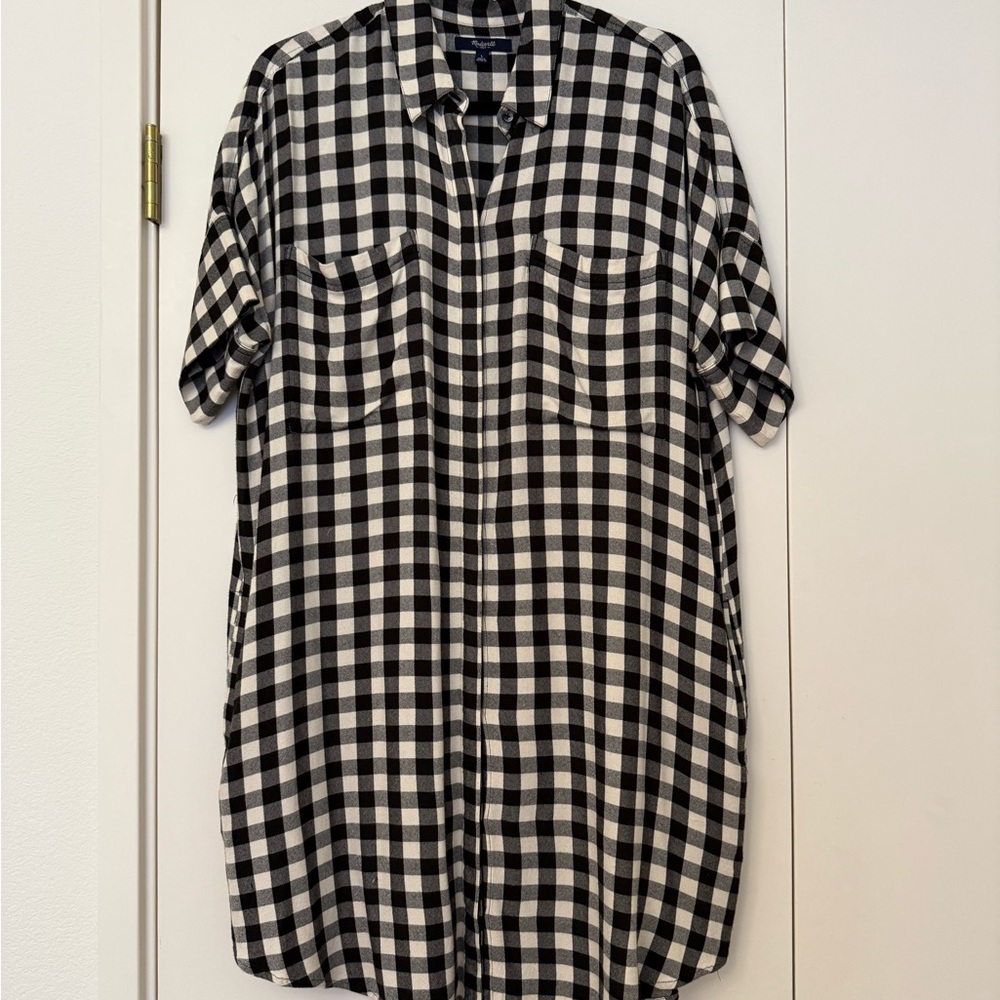 Madewell Monochrome Plaid Shirt Dress L